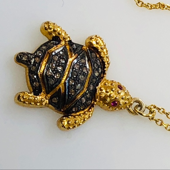New Yellow Gold Color Chain & Turtle Pendant 18” - Picture 2 of 7